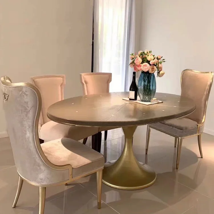 YY-  Solid Wood Round Dining Table Simple Style Oval Dining Table and Chair Set