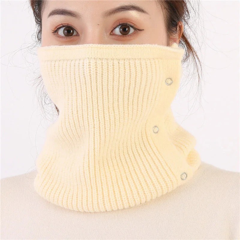 Winter Detachable Stripe Knitted Turtleneck Collar For Women Button False Collar Warm Cover Head Neck Guard Collar Unisex