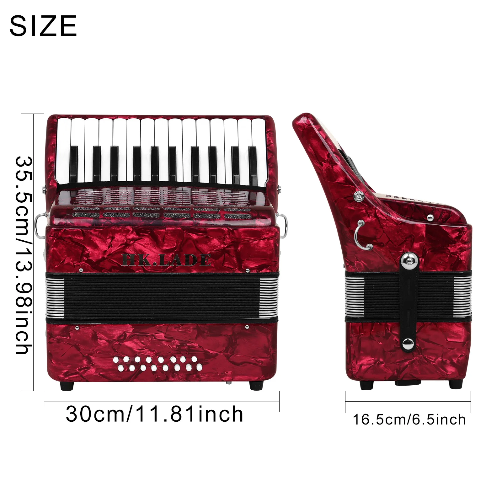 HK·LADE AH-320 25 Keys 16 Bass Accordion Professional Keyboard Accordion Keyboard Instrument for Accordion Performance Practice