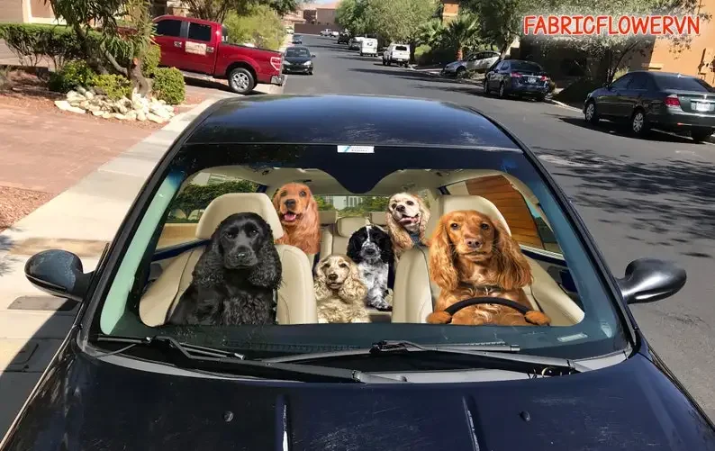 Cocker Spaniel Car Sunshade, Cocker Spaniel Car Decoration, Dog Windshield, Dog Lovers Gift, Dog Car Sunshade, Gift For Mom, Gif