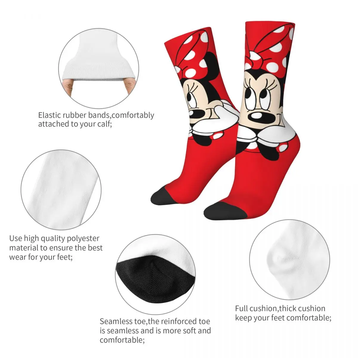 Minnie Mouse Bow Tie Socks for Girls Warm Fashion kawaii Mickey Socks Harajuku Middle Tube Crew Socks Little Small Gifts