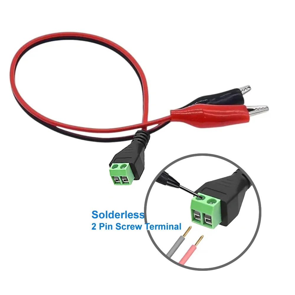 2 Alligator Clip Connected DC 5.5x2.1mm Connector Test Leads 2Pin Solderless to Crocodile Clip Adapter Cable