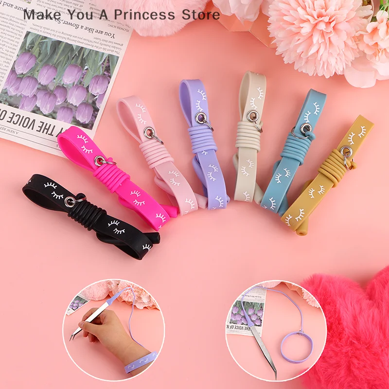 1PC Silicone Gel Wrist Strap Eyelash Tweezers Bracelet Makeup Tool for Girls Anti-Slip Grafting Tweezers Accessory