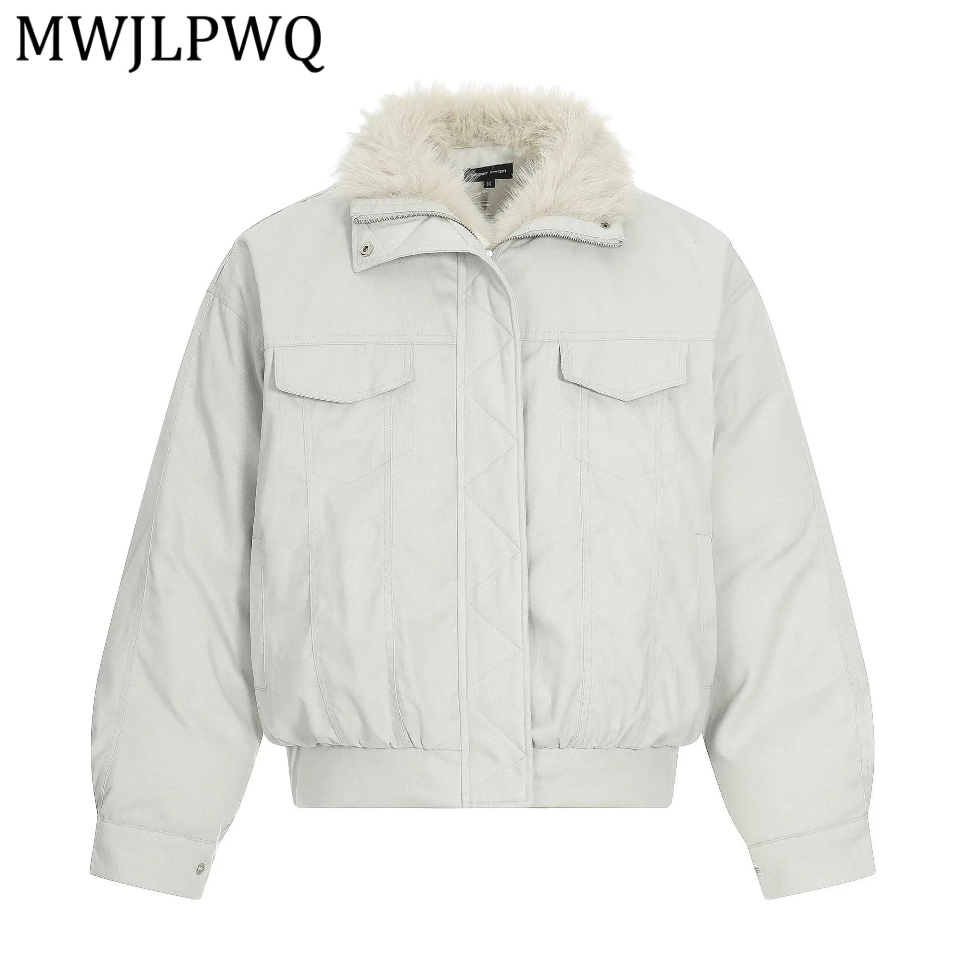

MWJLPWQ 2026 New Spliced American Cotton Jacket Male High Street Simple Versatile Turn-Down Collar Winter Loose Shot Tops 21916