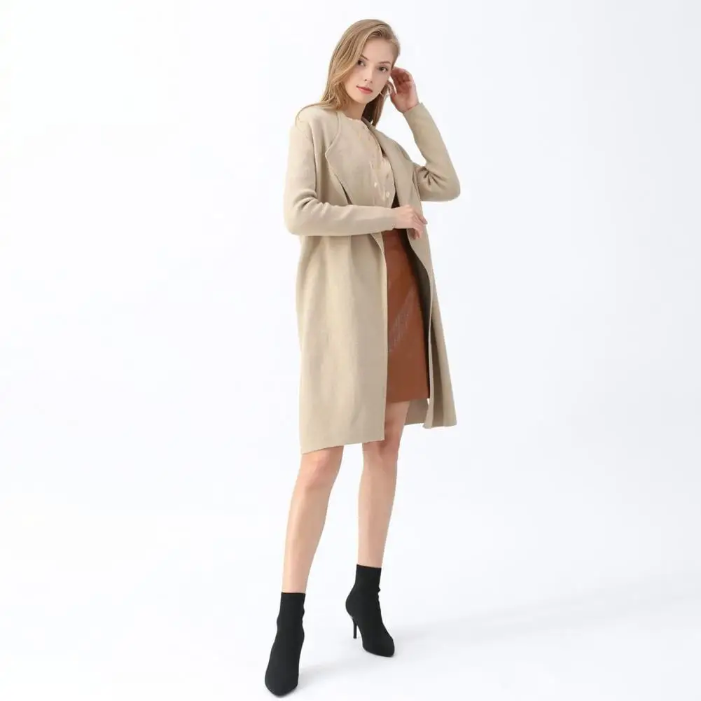 Fashionable Outerwear for Women Women Coat Women’s Wool Trench Coat Lapel Open Front Knit Coatigan Warm Thick for Fall