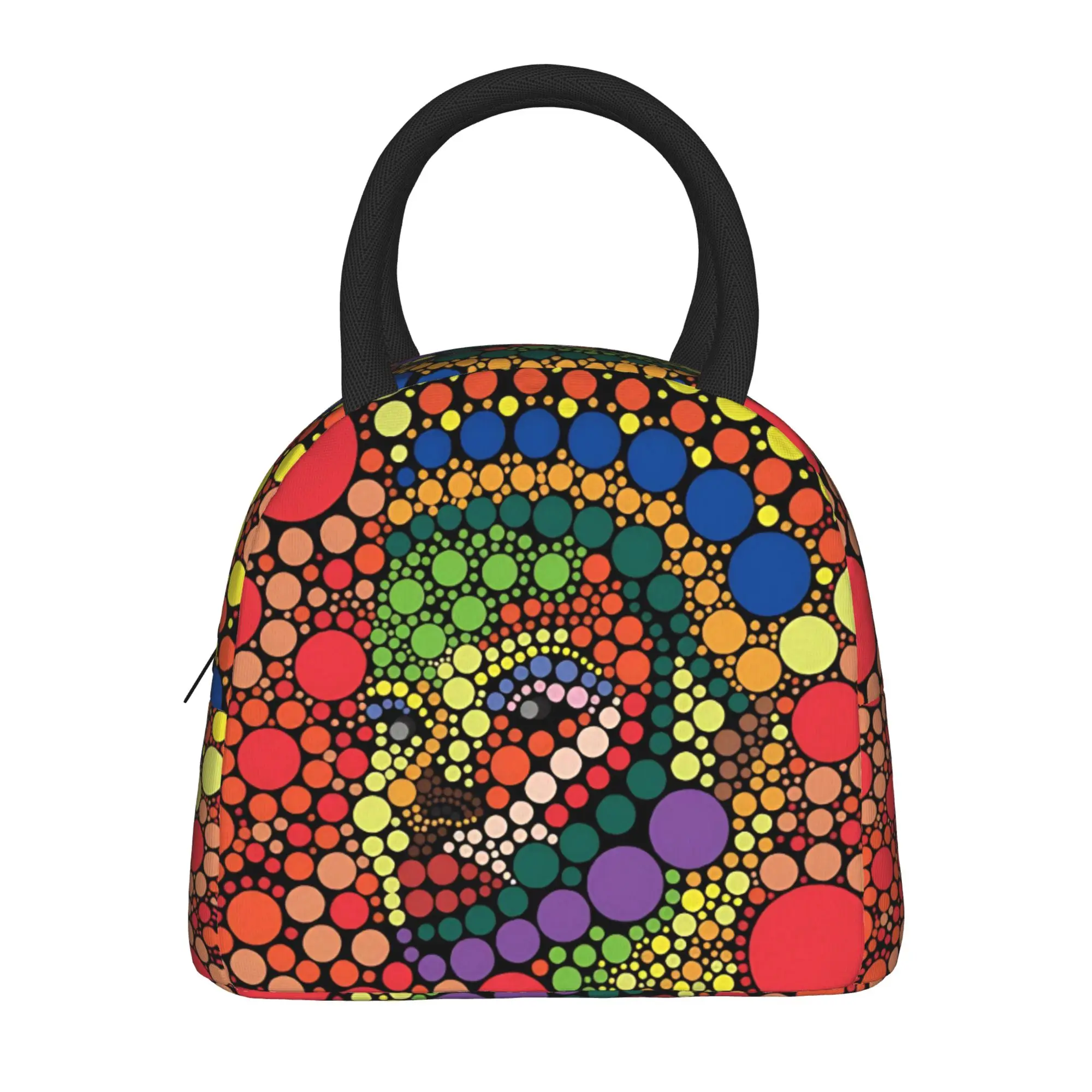 Yayoi Kusama Abstract Face Lunch Bag Japanese Artist Travel Lunch Box For Adult Tote Food Bags Oxford Portable Zipper Cooler Bag