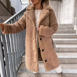 Women Winter Teddy Coat Female Warm Faux Fur England Coat Casual Oversized Soft Fluffy Fleece Jackets Overcoat