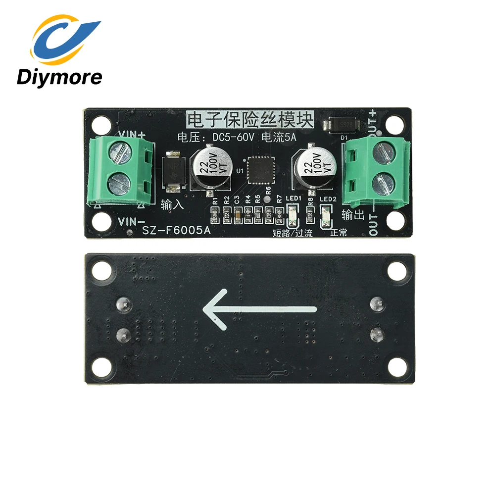 Intelligent Electronic Fuse Module 5‑60V 5A Auto‑Recovery Soft‑Start Surge Suppression For Capacitive Load DC Circuit Protection