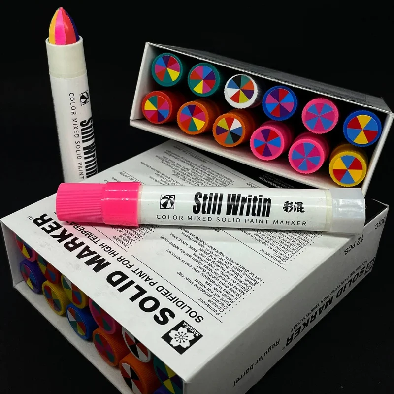 Colored Mixed Handcrafted Solid Paint Pen Doodle Signature Rainbow Signature Pen Does Not Fade DIY Greeting Cards Drawing Tool