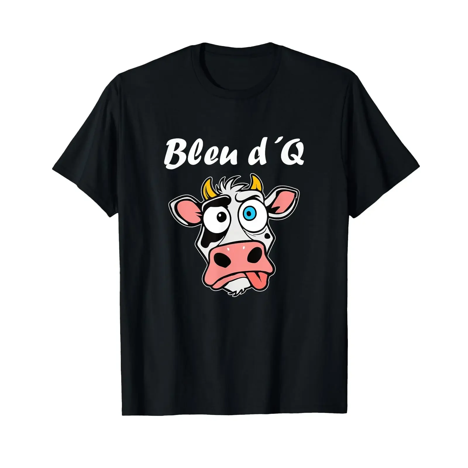 T Shirt with German Text 'Bleu d'Q I Funny Blöde Cow Fake Foreign Languages vintage Washed Versatile streetwear Breathable
