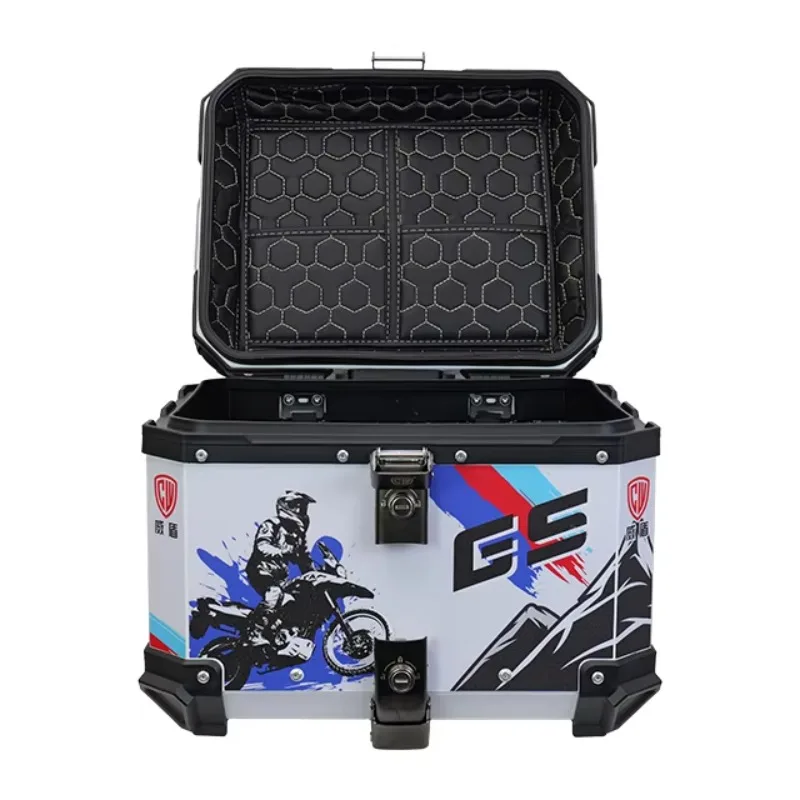 

STLF Aluminium Alloy 45L Motorbike Rear Trunk Box Maxi-Scooter Motor Fashion Sticker Accessories Parts Motorcycle Tail Box