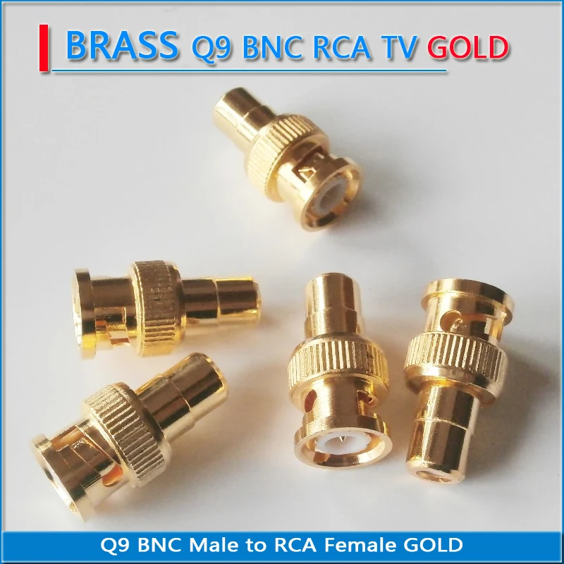 1X Pcs Q9 BNC Male to RCA Female Plug BNC to RCA GOLD Plated Brass Straight Coaxial RF Connector Socket Adapters