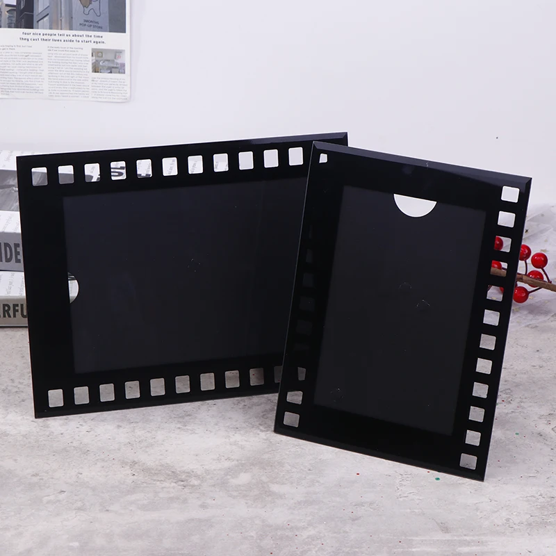 Set da 2 pezzi di cornici per foto Black Filmstrip con supporto - Espositore fotografico classico in bianco e nero per decorazioni da tavolo e da parete