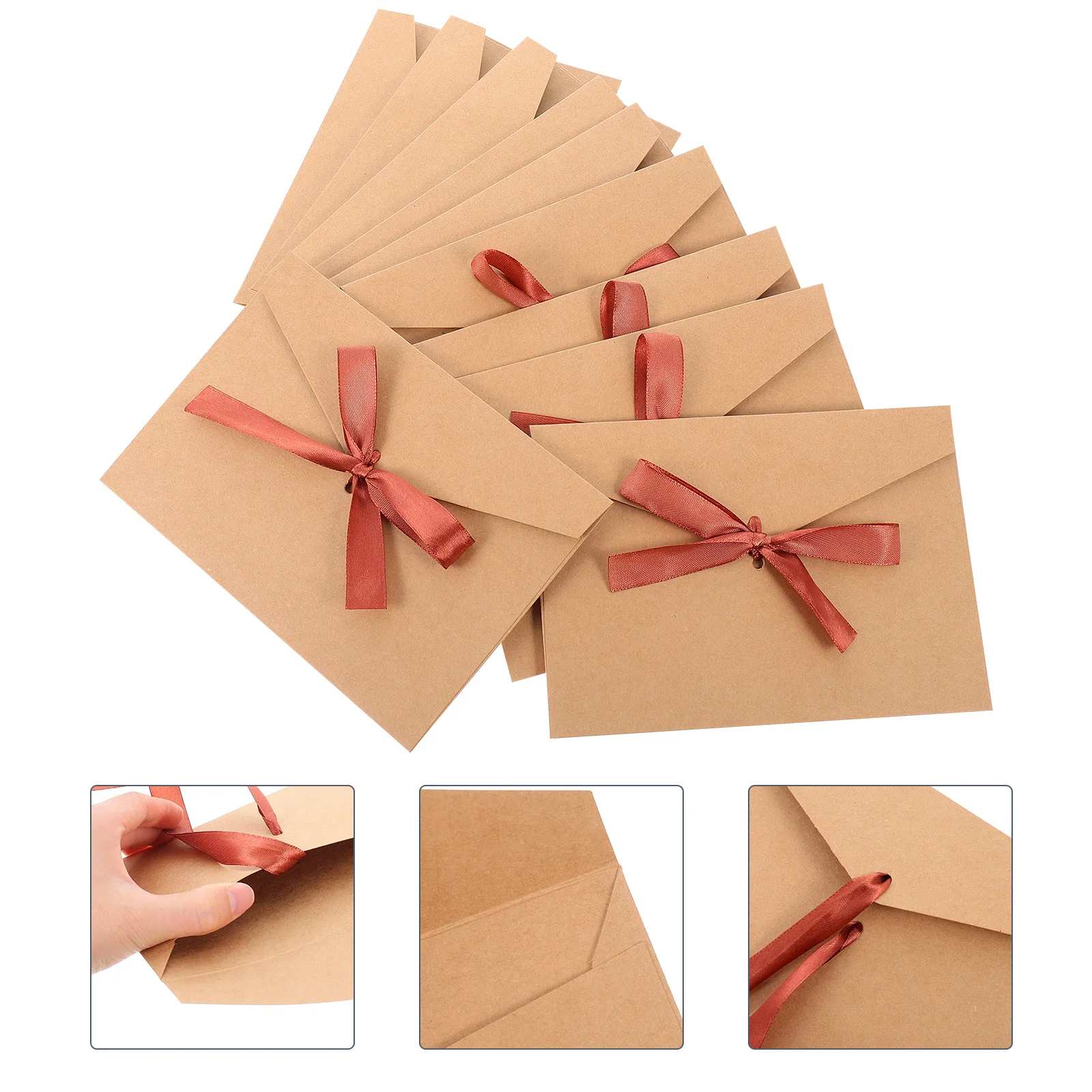 

10pcs Bow Knot Postcard Envelopes Retro Design Thickened Packaging For Wedding Invitations Cards Envelope Office Supplies