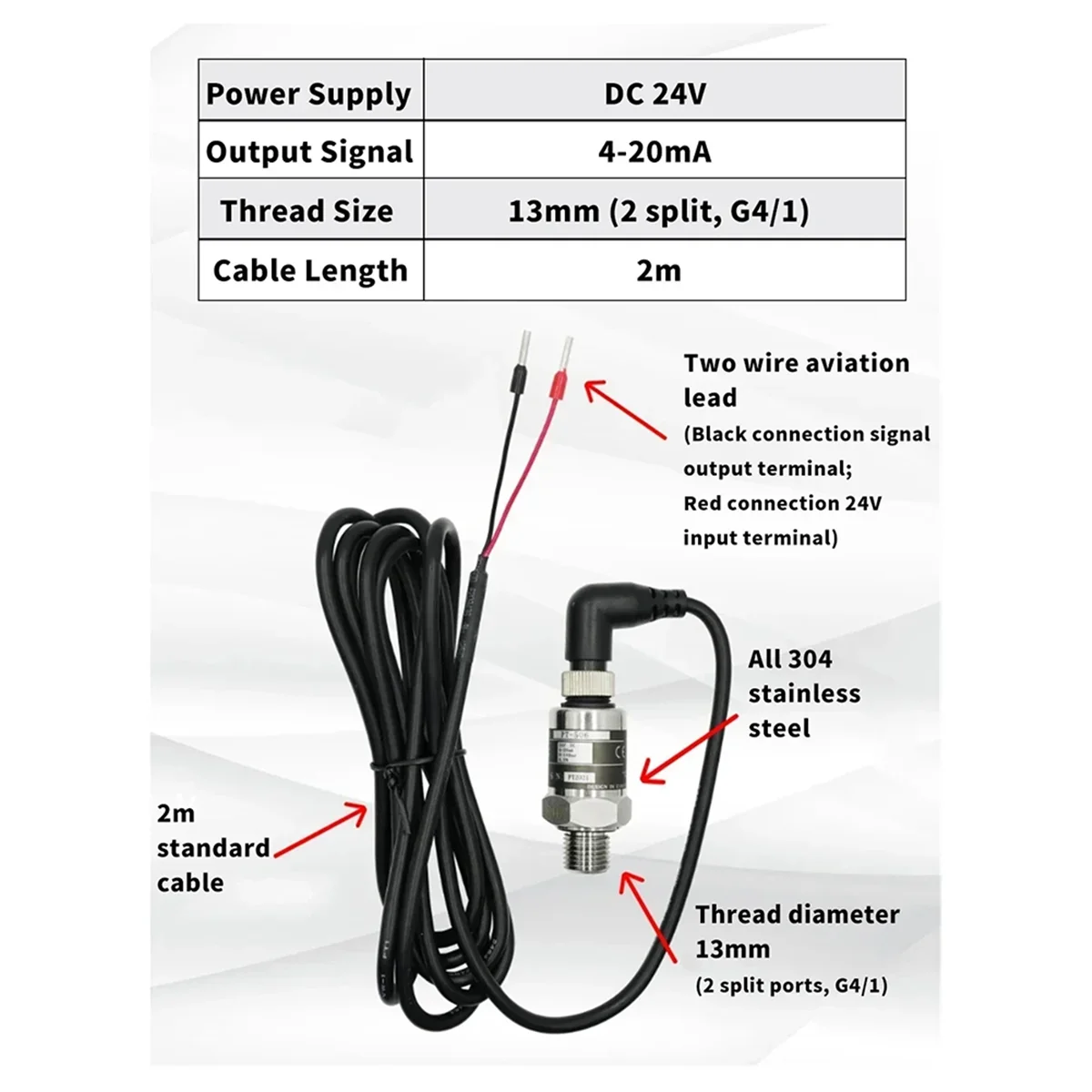 

A002 New Pressure Transducer Cable Pressure Transmitter Water Gas Hydraulic Sensor