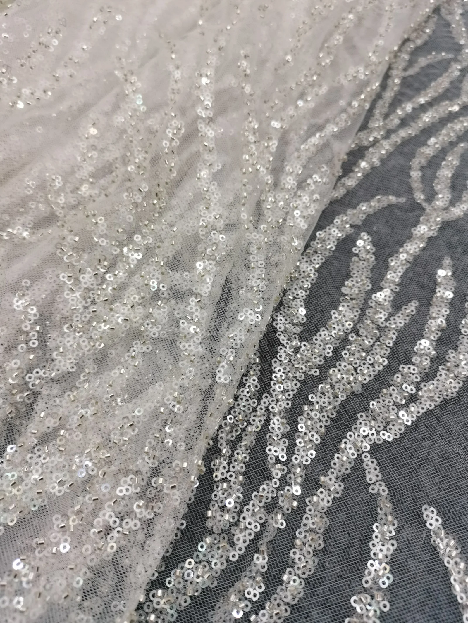 1Yard Beading Wedding Fabric For Wedding Dress Shiny Lace Fabric Bridal African Lace For Dress