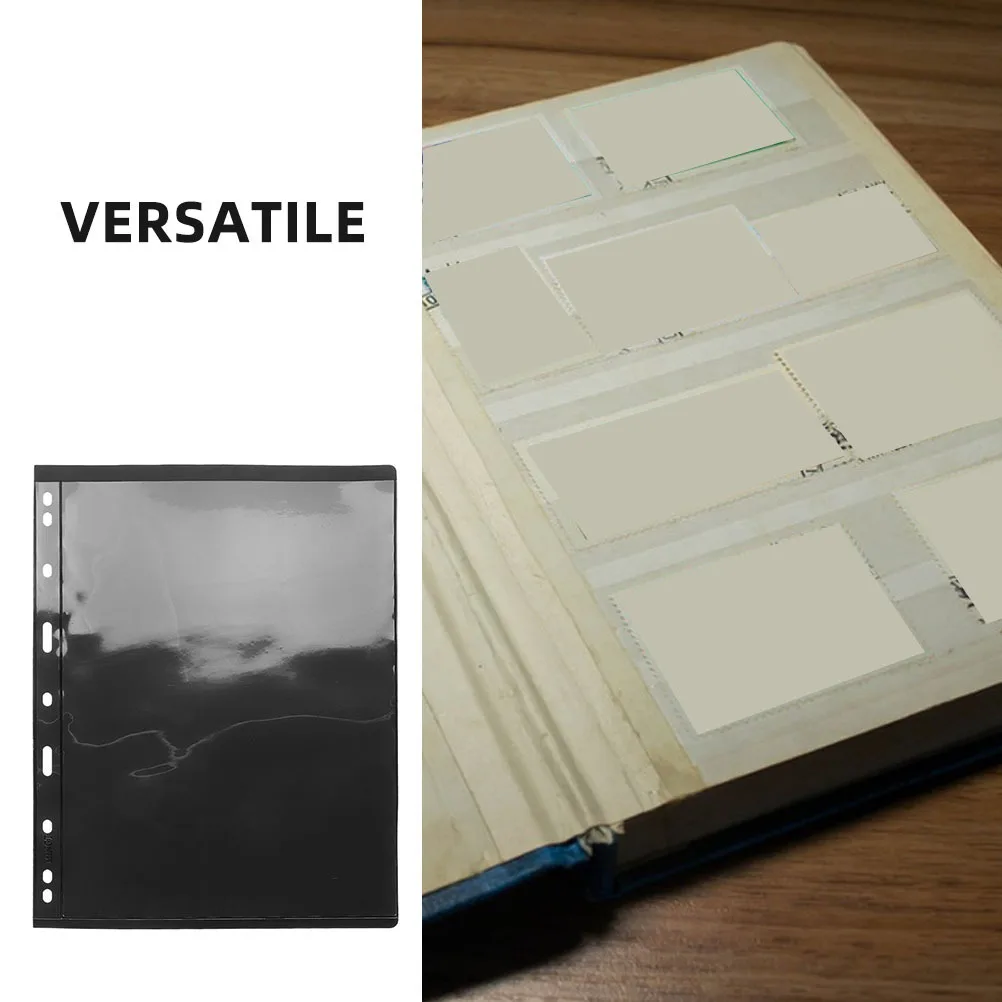 10 قطعة ألبوم الطوابع صفحات أوراق فضفاضة خلفية سوداء 9 فتحات الموثق ورقة لختم الأوراق النقدية جمع إدراج التخزين #6