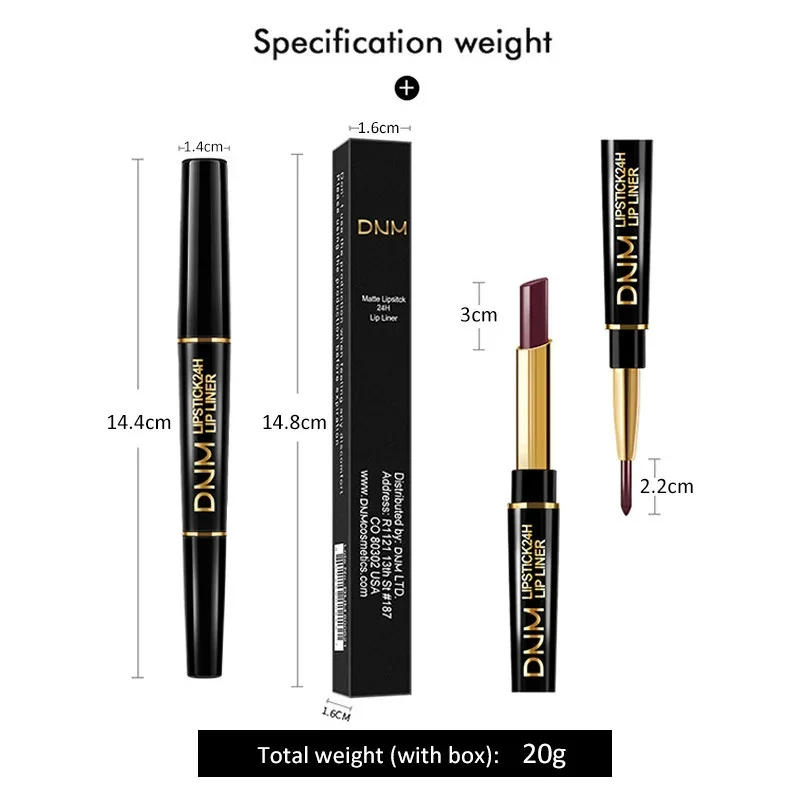 2 IN 1 Tazza antiaderente Rossetto a lunga durata Lip Liner Labbra opache impermeabili Matita Contorno Regali di San Valentino ad alta pigmentazione