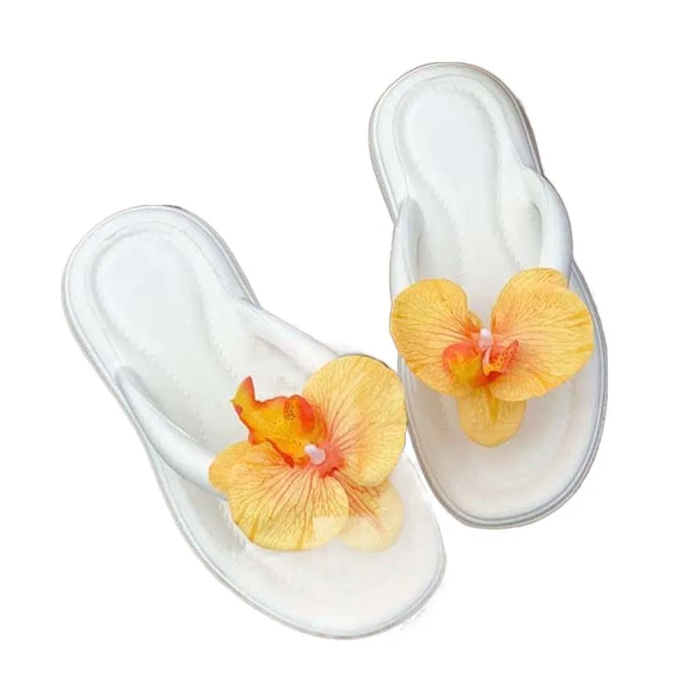 

Sandal Soft Butterfly Orchid Flip Flops Anti-slip PVC Moth Orchid Household Shoes PE Resilience Women Flower Slippers Pool