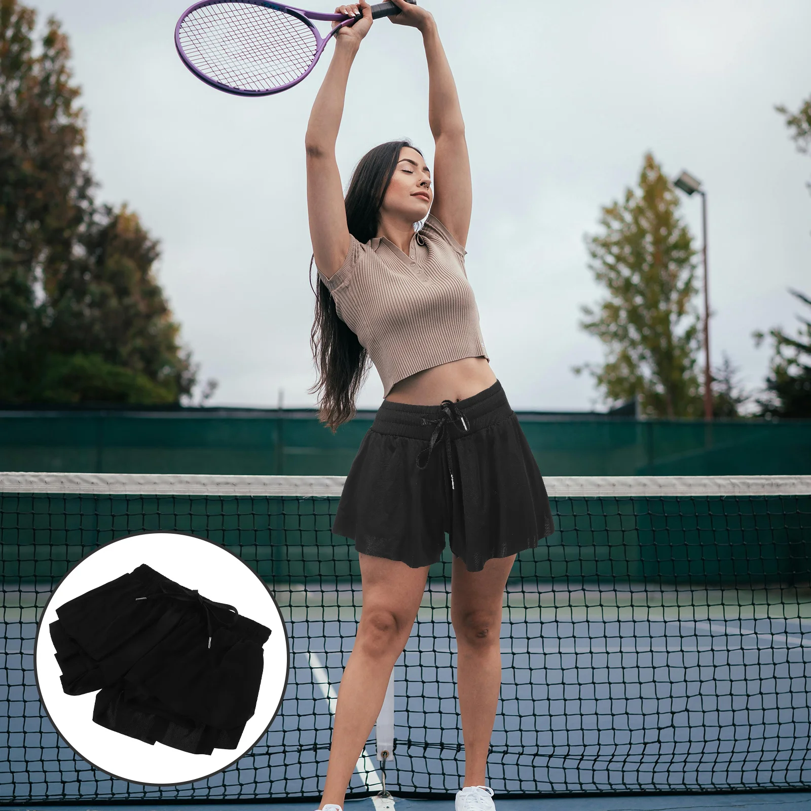 

Women's Skort 130Cm Length Athletic Skirt Shorts Combo Gym Exercise Sportswear for Tennis Yoga Golf Running Daily Wear
