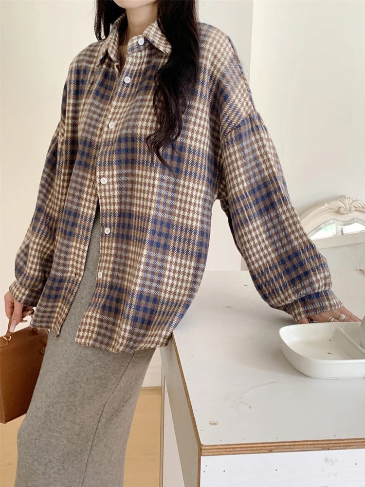 

Autumn Style Shirt Women's Clothing Vintage Cardigan Jacket Loose Long Sleeved Commuter Versatile Blouse Office Lady Top Casual