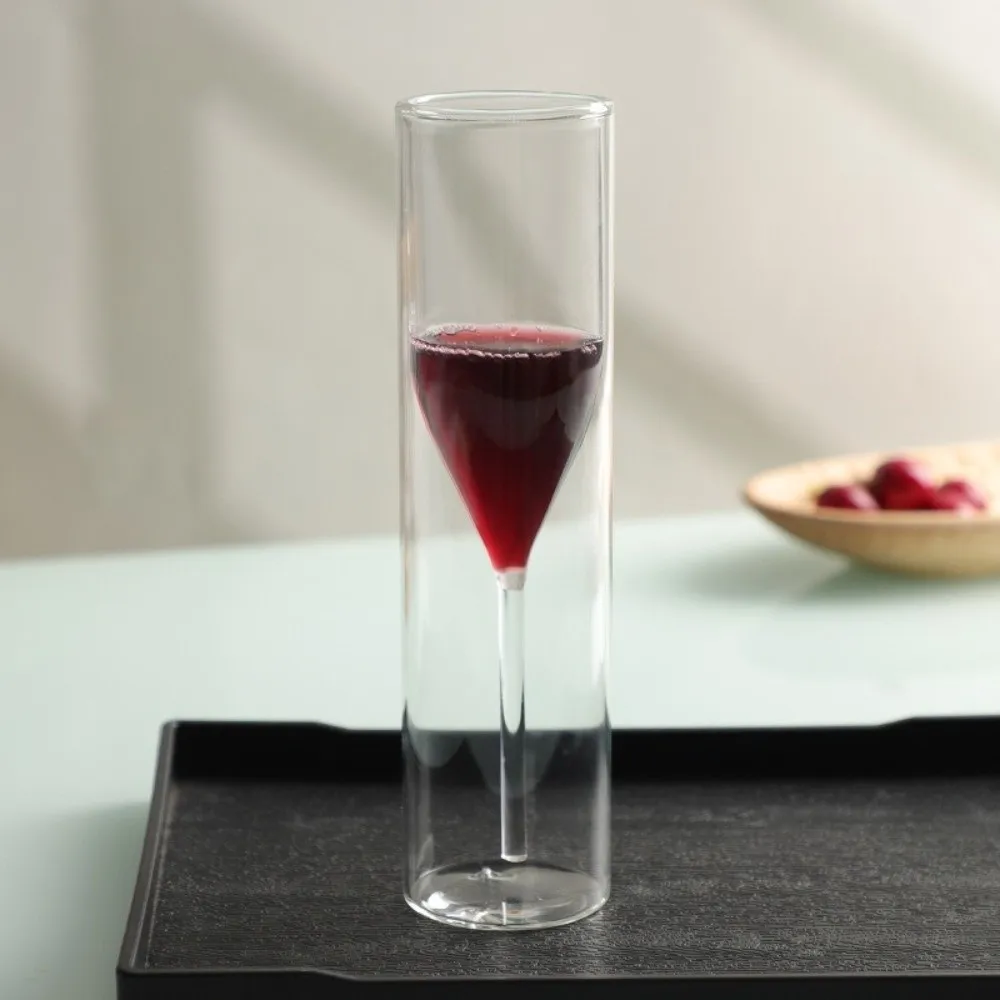 Double Wall Champagne Glasses Shatter-Resistant Transparent Wine Glass Wine Dispenser Heat Insulation Glass Drink Cup Weddings