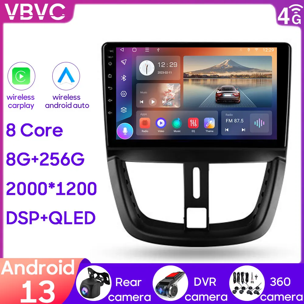 

Автомагнитола на Android 13, мультимедийный плеер для Peugeot 207 2006 - 2015 с навигацией, GPS, BT, Carplay, стереопроигрыватель, 4G, Wi-Fi, камера