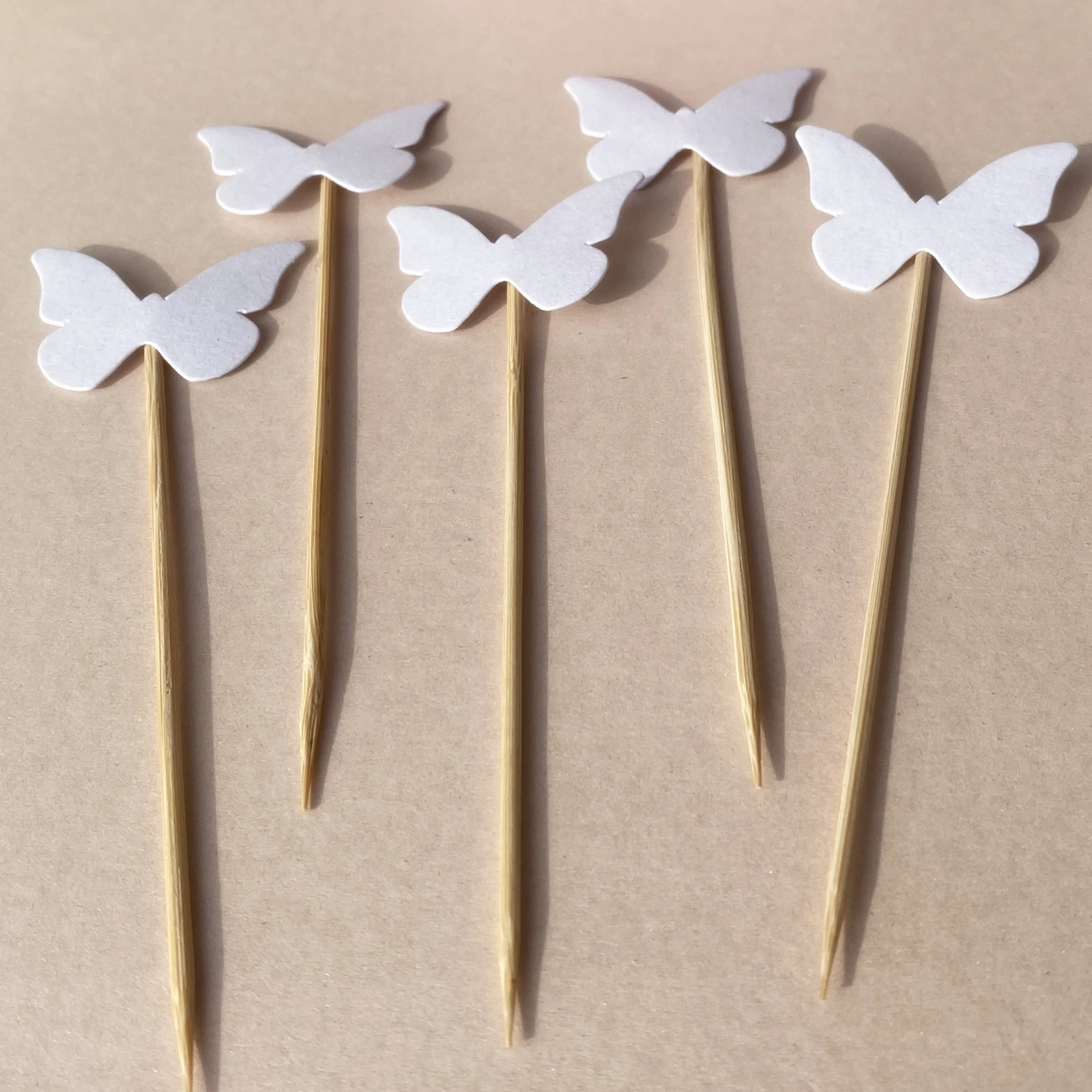 Shiny White Butterfly Cupcake toppers Wedding Birthday Baby Shower Party Decorations 16 pieces