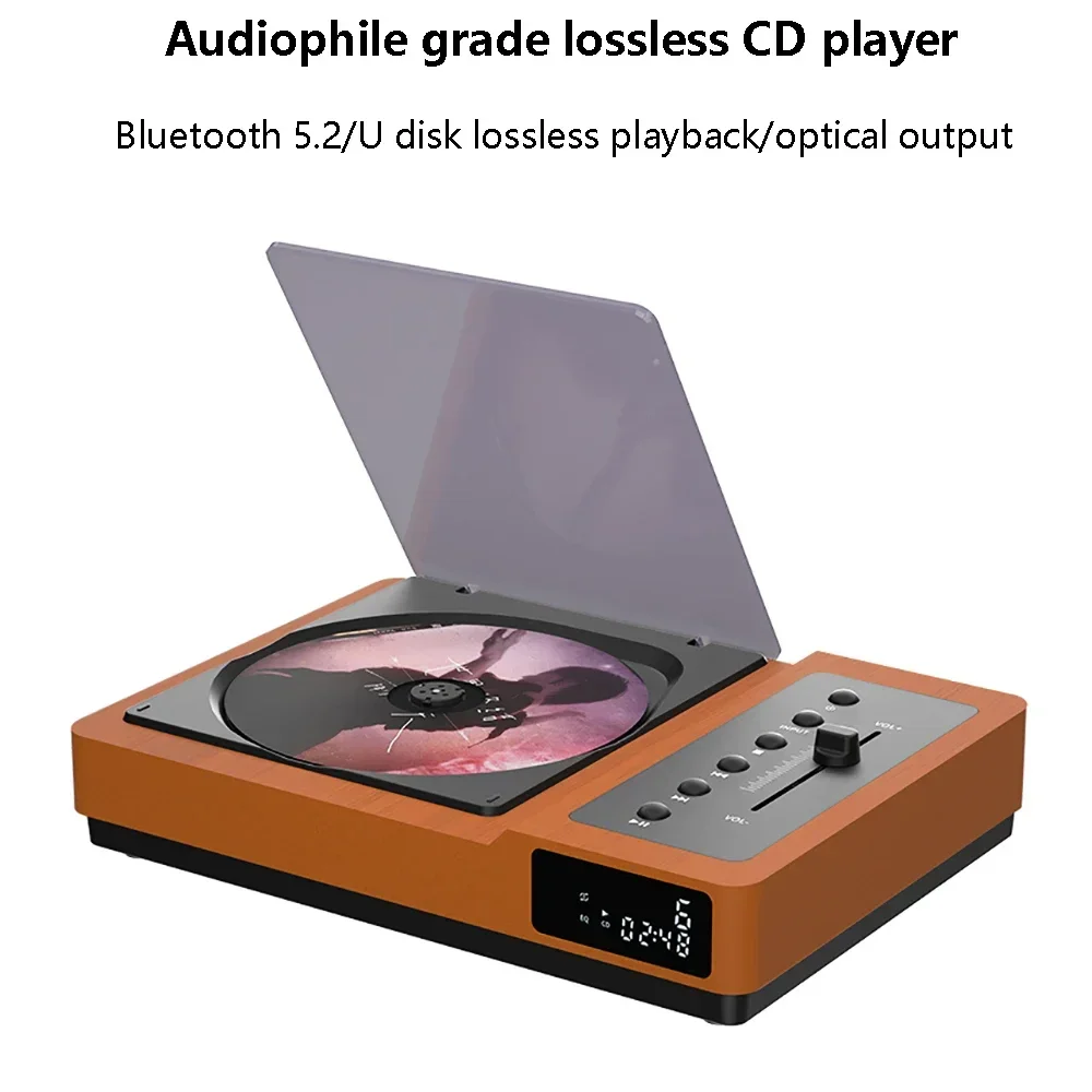 Vintage HIFI CD Player with Bluetooth 5.2, High Bass Adjustable Portable Audio Player