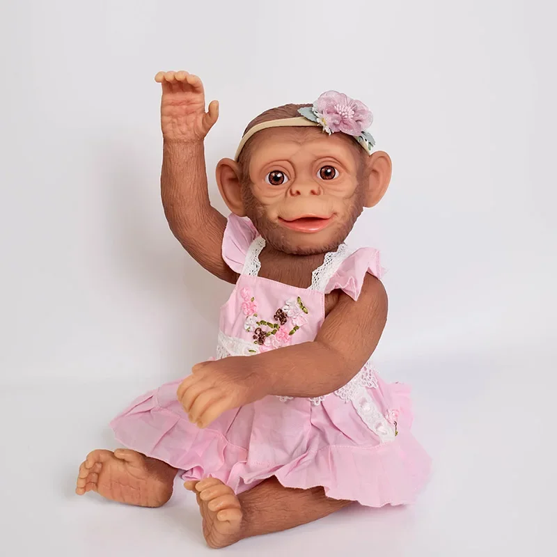 50cm Full Body Vinyl Monkey Handmade Reborn Monkey Very Soft Silicone Vinyl Flexible Collectible Art Doll