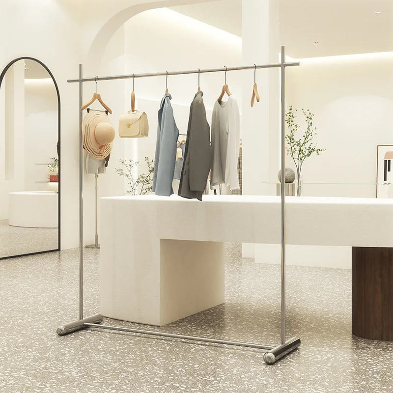

rack Stainless steel mobile floor-to-ceiling Nakajima hanger Men's and women's children's clothing store shelf display props