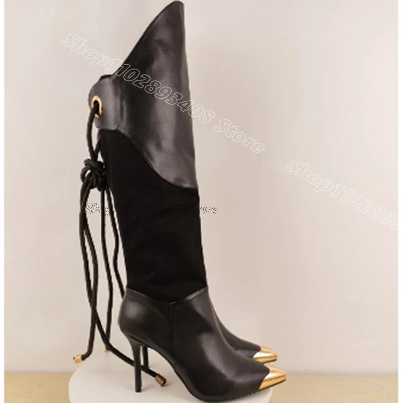 

Черные кожаные ботильоны-стилеты с пэчворк-дизайном, заостренным носком, в британском стиле, для вечеринок, новые модные женские туфли