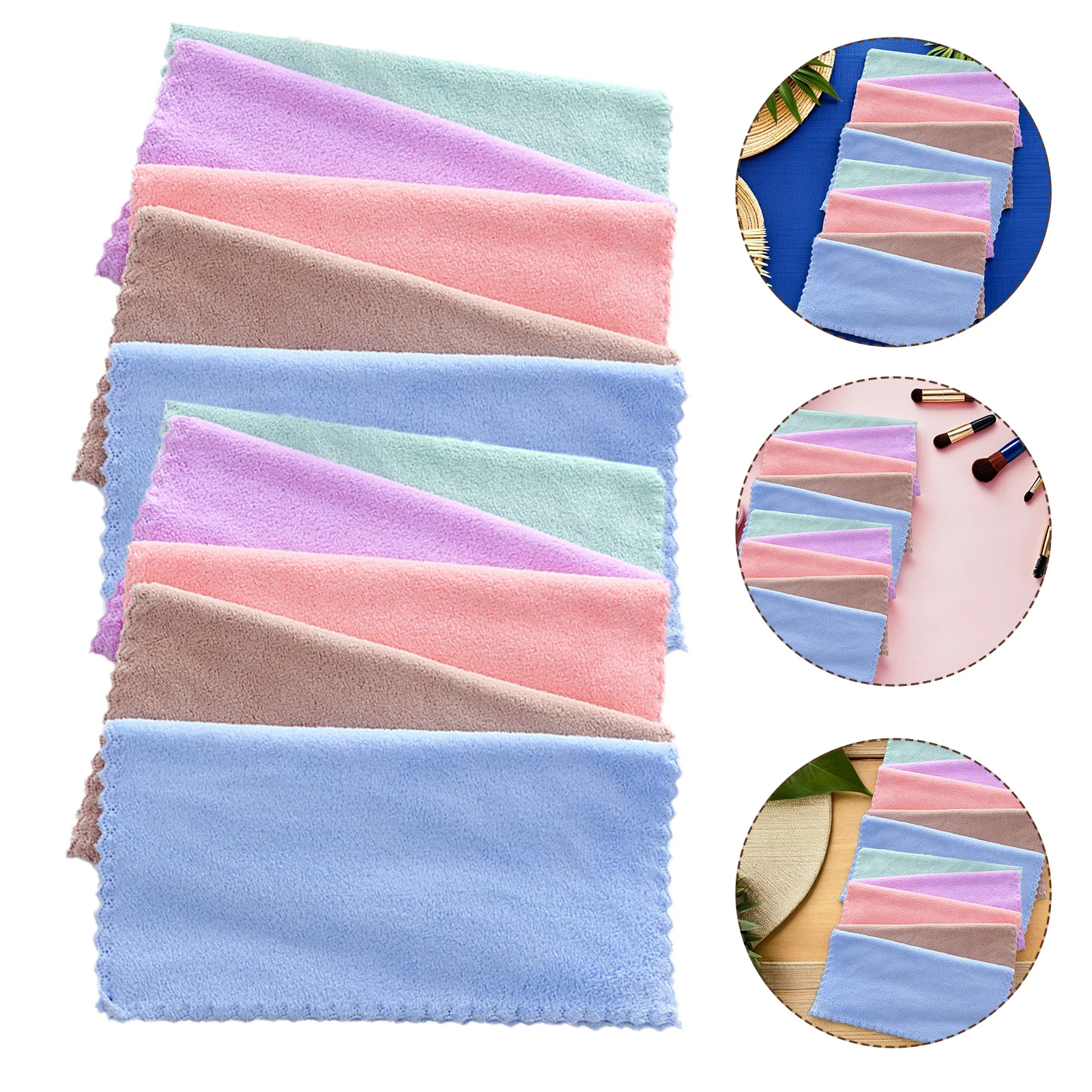 

10pcs Microfiber Cleansing Towels Soft Edge Face Makeup Remover Travel Size Compact Body Wash Cloth Unisex Home Use