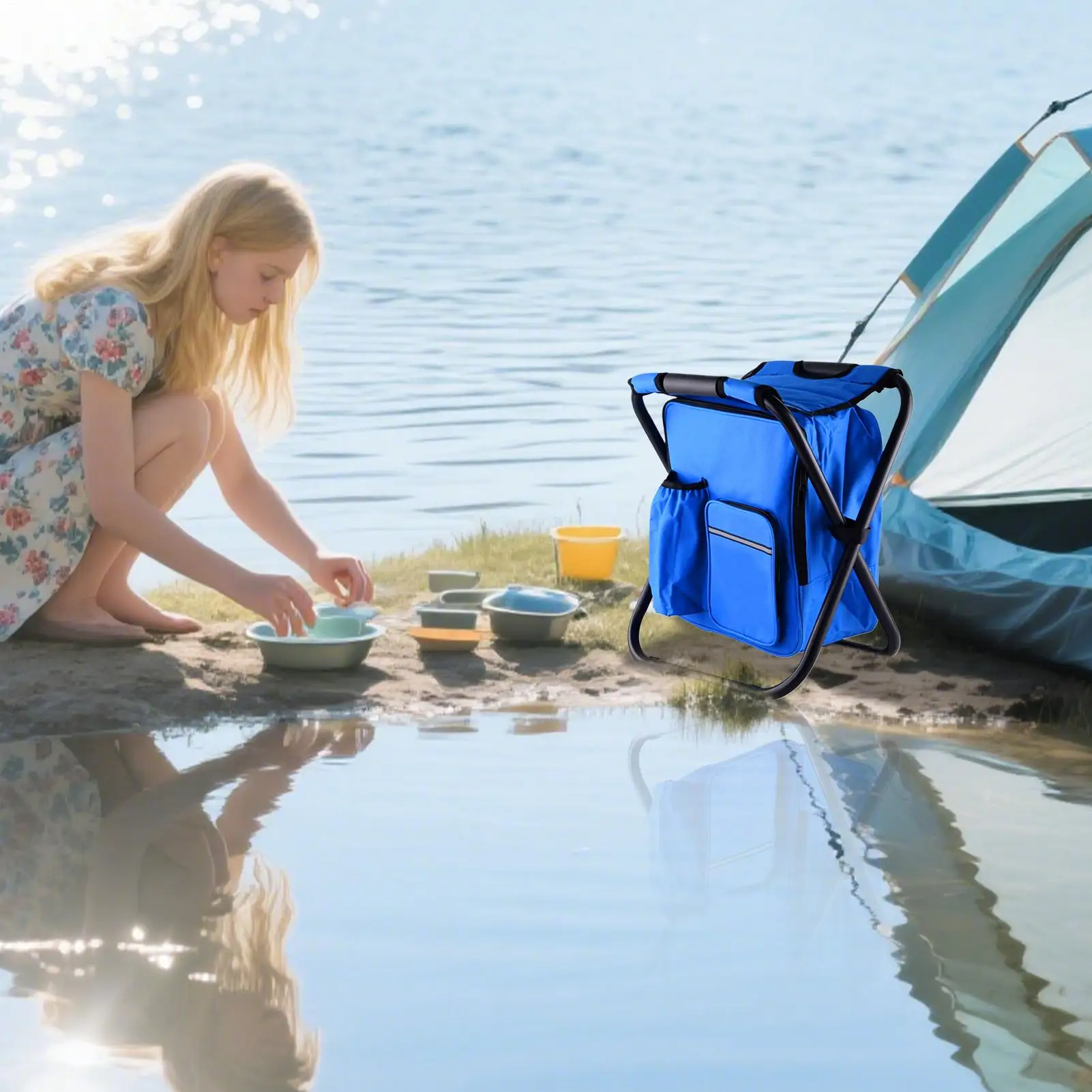 

Outdoor Folding Chair Folding Lawn Chairs Backpack Cooler Bag Camping Recliner For Hiking Travel Beach Park Festival Lawn Picnic