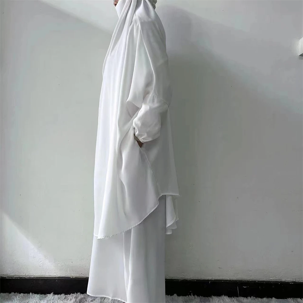 Imagem -03 - Abaya com Capuz Muçulmano para Mulheres Vestuário de Oração do Eid Roupas Islâmicas Abayas Aéreas Khimar Robe de Turquia Dubai Vestido Burca Peças