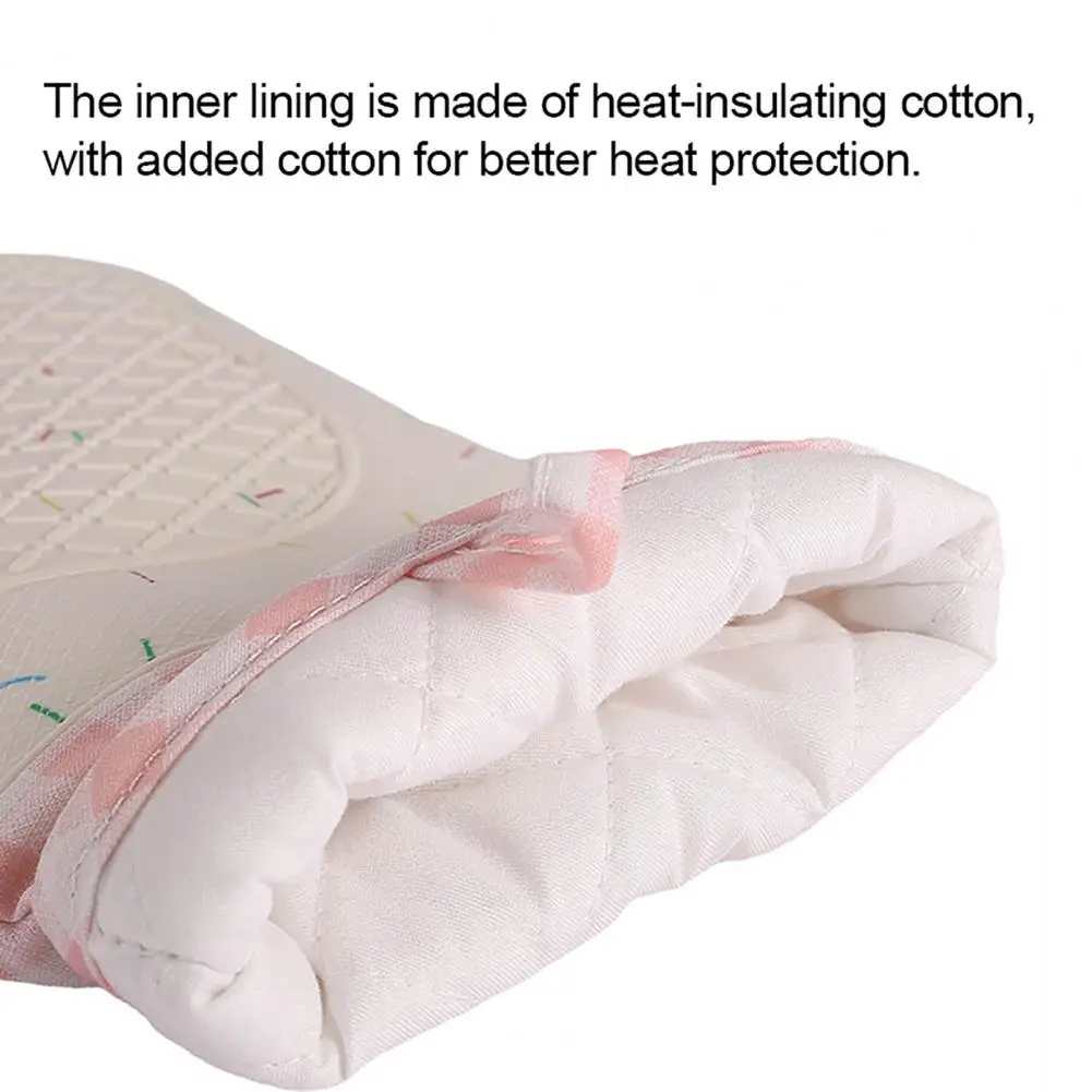 Thick Grip Gloves Heat Resistant Silicone Oven Mitts with Anti-slip Grip Quilted Lining Kitchen Gloves Insulated Reusable