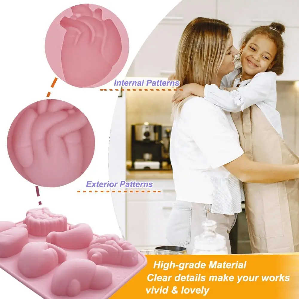 6 حفرة ثلاثية الأبعاد الجهاز البشري قوالب السيليكون قوالب الخبز للشوكولاتة بودنغ الحلوى هلام هالوين الدعائم الطرف كعكة الديكور #4