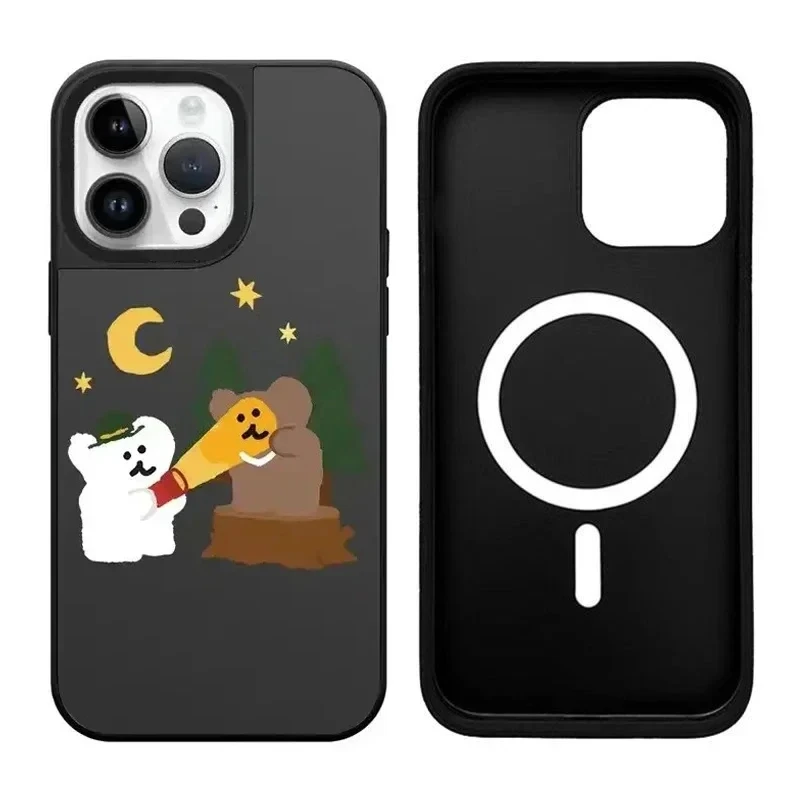 

Cute Bear Picnic iPhone 11 12 13 14 15 Pro Max Mirror Surface MagSafe Case Cover Shell