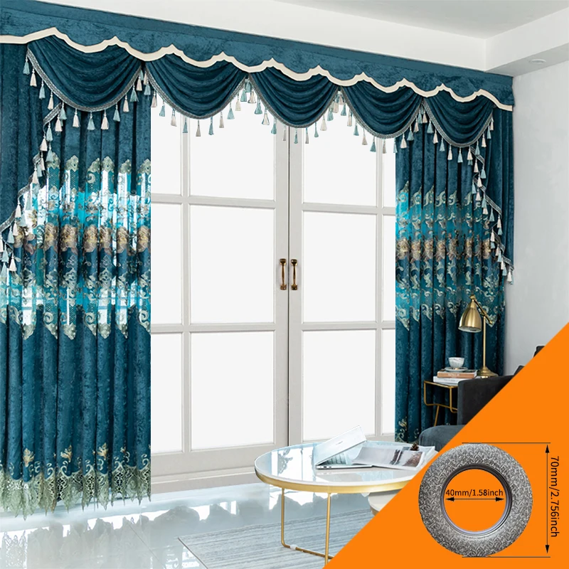 Chenille Embroidered Blackout Curtains for Living Room