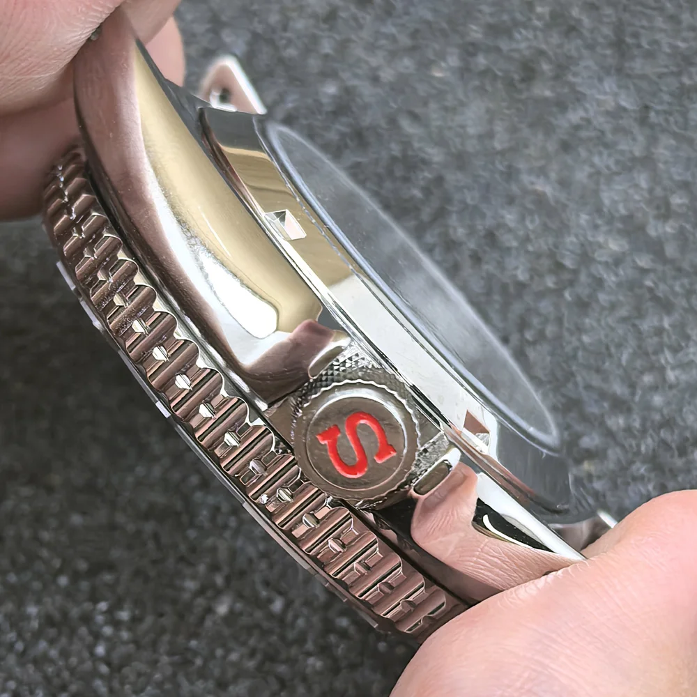 NH35 حالة عالية الجودة 42 مللي متر الساعات فضي الصلب حالة صالح NH34 NH35 NH36 ساعة يد تعمل بالحركة صندوق الياقوت الزجاج الحافة ساعة