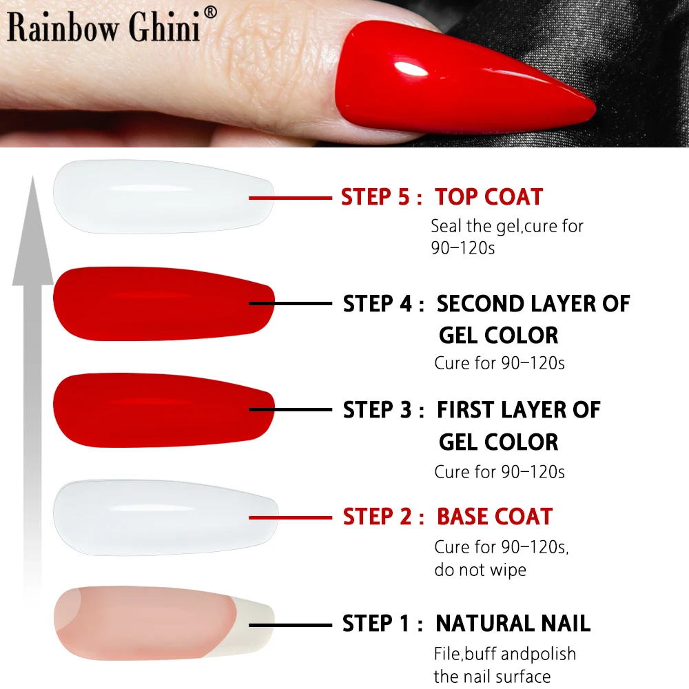 Rg 8ml sem camada de limpeza transparente brilhante revestimento superior para gel polonês semi-permanente uv led arte do prego base casaco resistente a riscos