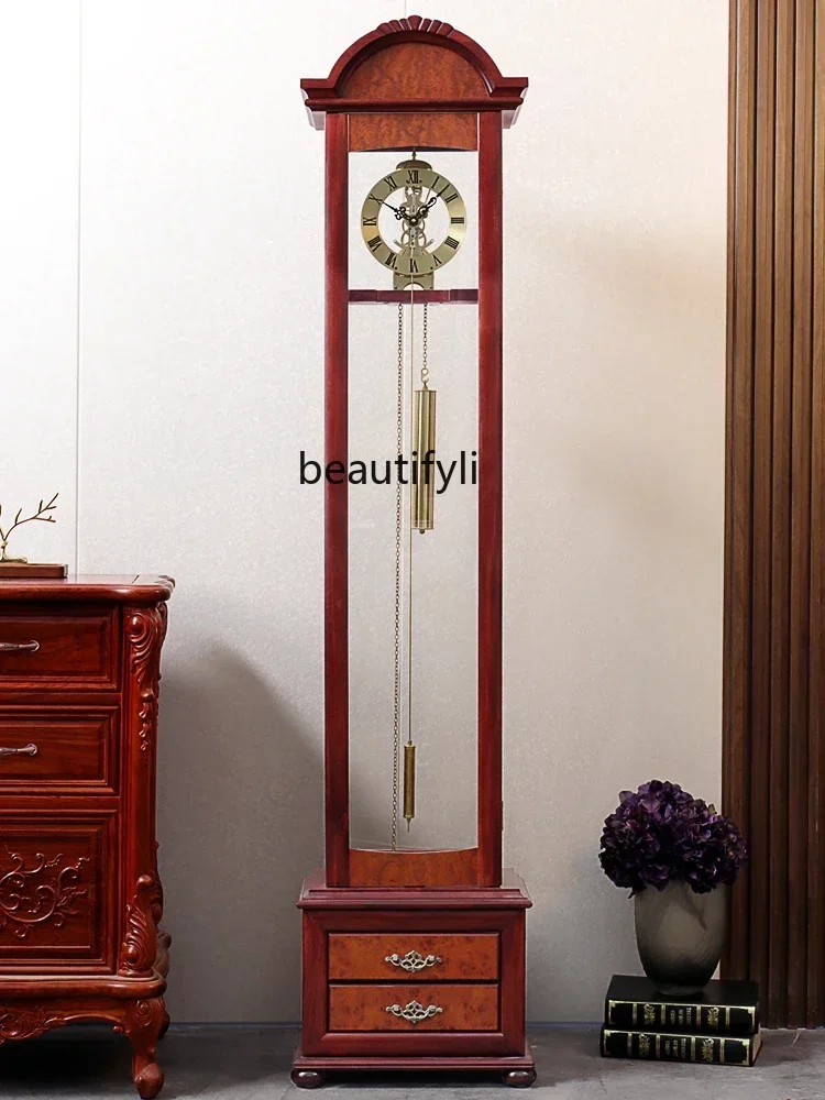 

45 the Grandfather Clock Living Room Light Luxury and Simplicity Solid Wood Creative Mechanical Floor Clock the Grandfather Cloc