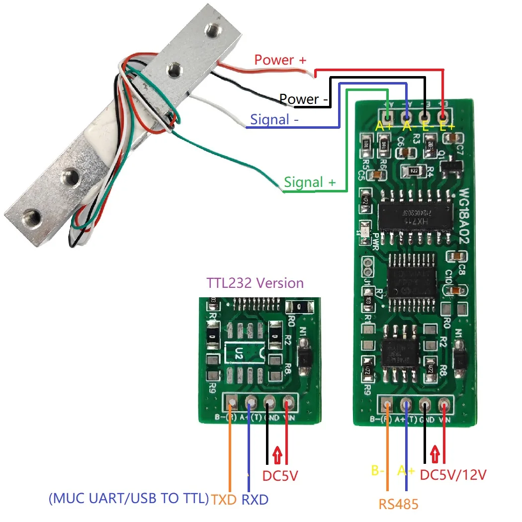 RS485 DC 5V 12V UART Modbus RTU HX711 czujnik ciśnienia waga moduł wagi elektronicznej dla oprogramowania do konfiguracji PLC DIY