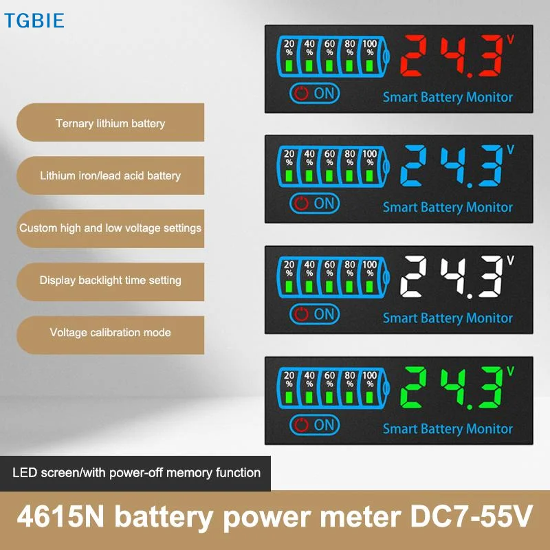 [TL]DC7-55V Battery Level Indicator Board 12V 24V Digital Voltage Meter for Battery Charging Status Tester in Camper Van