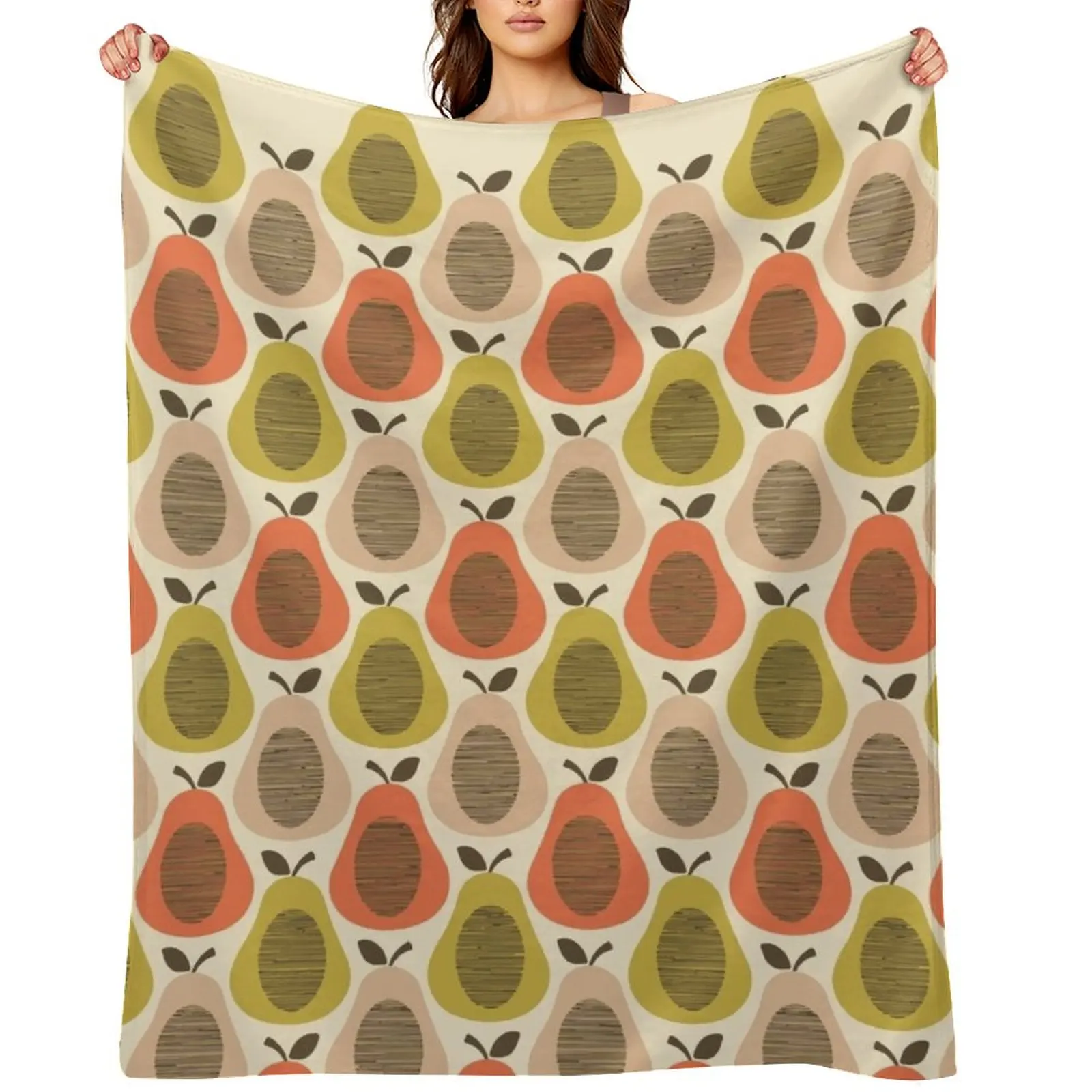 

Copy of orla kiely, Pear Tea Towel ,orla kiely pattern Throw Blanket Decoratives Vintage Soft Plaid Luxury St Blankets