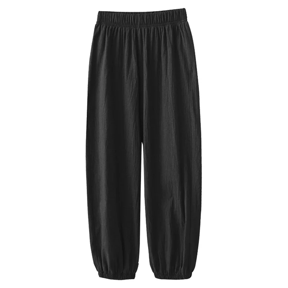 Athleisure Solid Color Women'S Autumn Pants Women Summer High Waisted Cotton Pants Wide Leg Long Pant Trousers With SuéTer Mujer