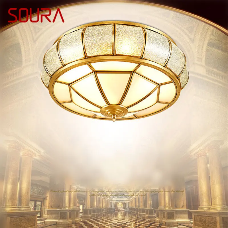 SOURA  Modern Copper Ceiling Lamp Vintage Creative Light Luxury Brass LED Fixtures Decor For Home Living Dining Room