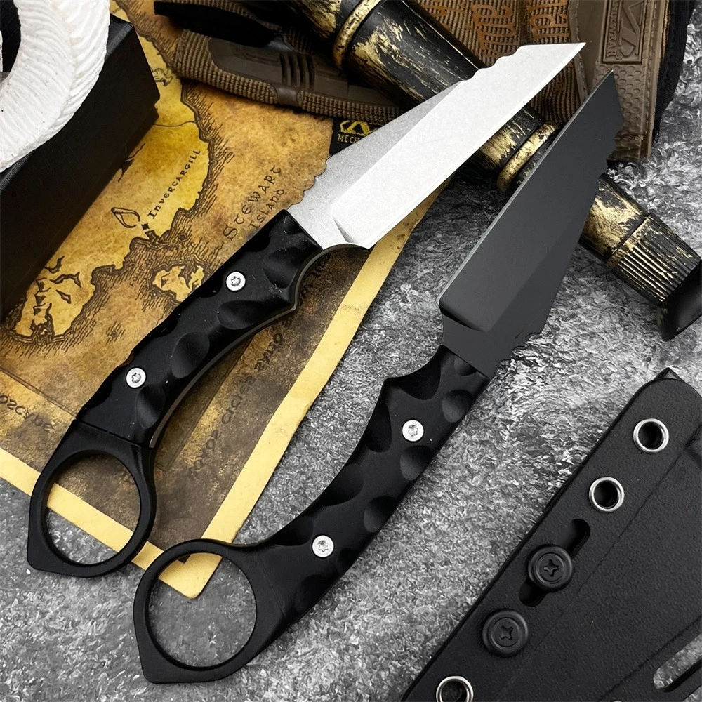 

Нож для выживания с фиксированным лезвием Full-Tang - противоскользящая нейлоновая ручка из стали 7Cr13MoV для тактической охоты, кемпинга, уличных универсальных инструментов