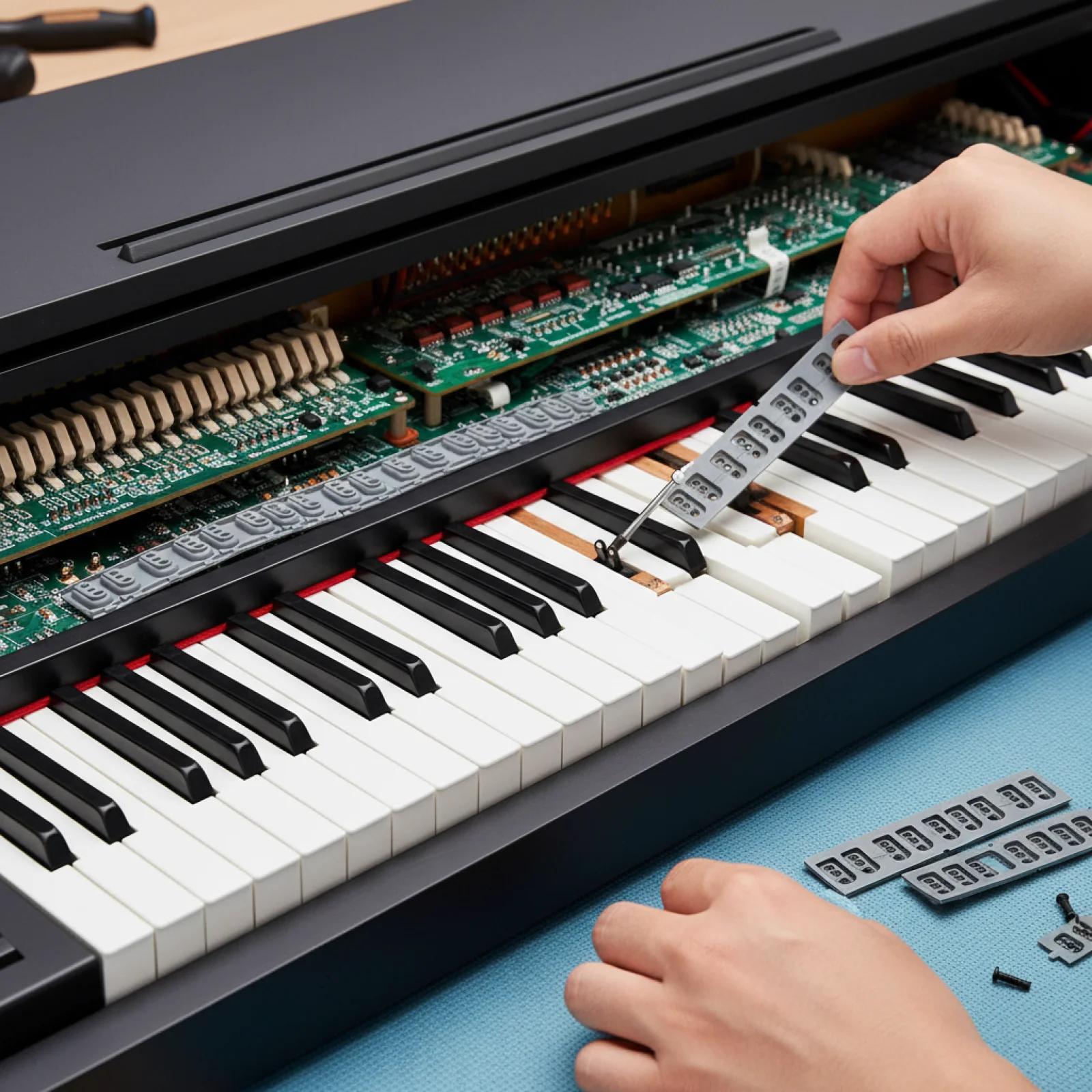 

Электронная клавиатурная резиновая контактная полоска (тактильная резина) – запасная часть для ремонта цифровых пианино, улучшающая чувствительность к прикосновению.