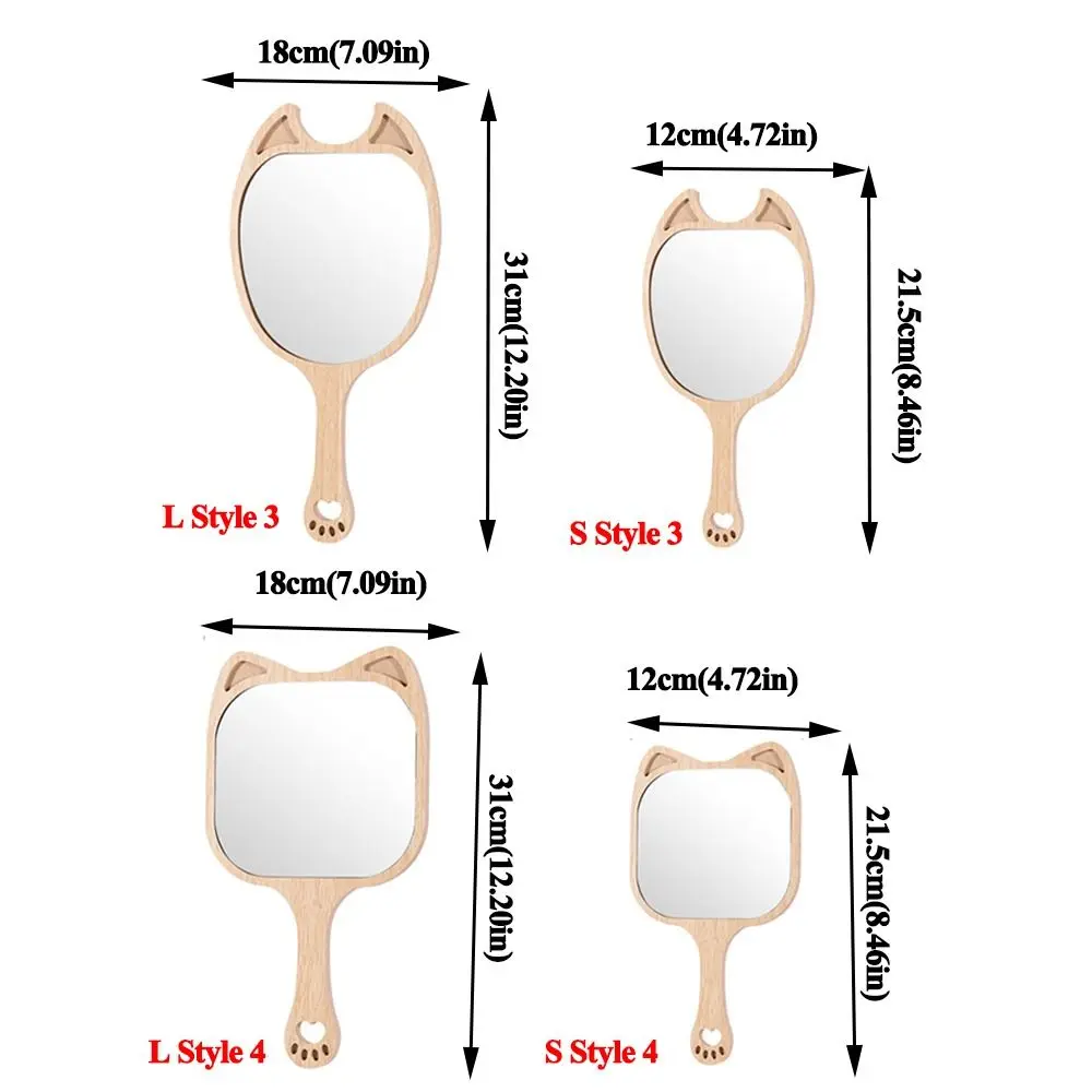 مرآة مكياج إبداعية بمقبض من جانب واحد مع آذان حيوانات، مرآة محمولة مصنوعة يدويًا لتزيين المنزل